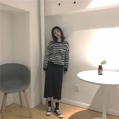 Zebra Stripes Pattern Knit Warm O-Neck Sweater