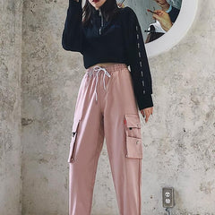 Sudadera corta con cuello con cremallera y estética rave