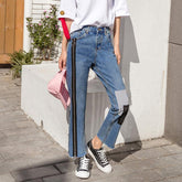 Reißverschluss Patch Dekoration Hose Denim Boyfriend Jeans