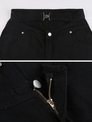Hollowout Metal Buckle Cargo Pants