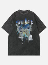 Skull Butterfly Washed Graphic Tee