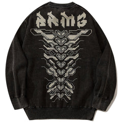 Mechanical Print Washed Sweatshirt