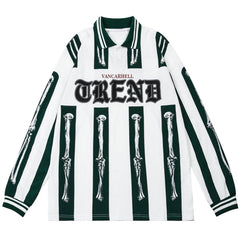 Vintage Striped Skull Cotton Oversized Sweatshirt