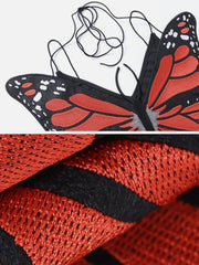 Embroidered Print Butterfly Suspender Vest