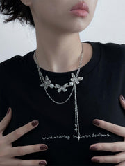 Pearl Three Butterfly Necklace