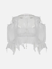 Irregular Splicing Tie Long Sleeve T Shirt