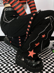 Dark Star Ribbon Zip Wide-Leg Pants
