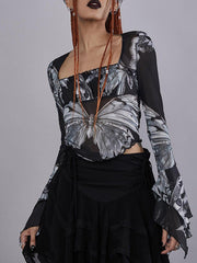 Mesh Horn Long Sleeve T Shirt