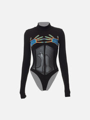 Mesh Neon Palm Long Sleeve Jumpsuit