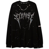 Splash Ink Necklace Letters Print Sweatshirt