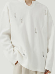 Solid Color Chain Design Sweatshirt