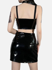 Sexy Belt Buckle PU Vest