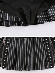 Striped Zipper Patchwork Skirt
