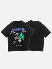 Washed Skull Butterfly Print Tee