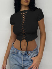 Slim Fit Straps Short Sleeve T Shirt