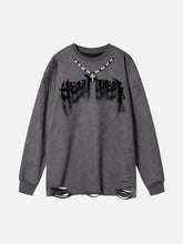 Fuzzy Letters Cut Sweatshirt