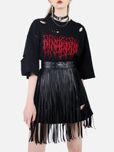 Irregular Hole Thorn Letters Tee