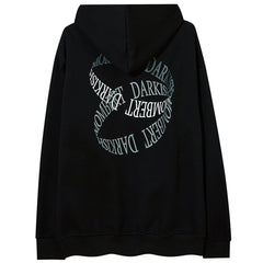 Circle Letters Print Fleece Zip Up Hoodie