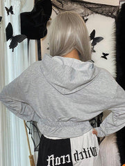 Gothic Letters Graffiti Cropped Hoodie