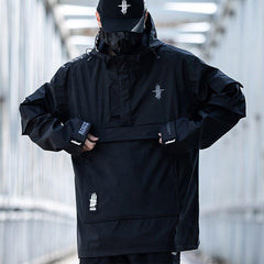 Half Zip Ninja Functional PU Hooded Jacket