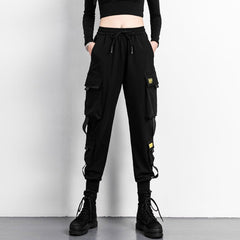 Multi Ribbon Pockets Cargo Pants