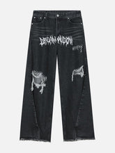 Gothic Alphabet Hole Jeans