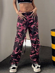 Ribbon Multi Pockets Camouflage Jeans