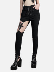 Hollow Out Cross Pants