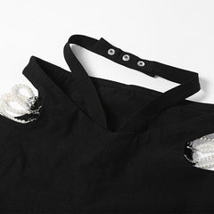 High Waist Side Cut-out Chain Flared Pants