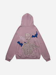 Skeleton Bat Zip Up Hoodie