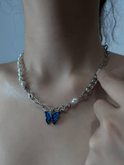 Butterfly Pearl Panel Necklace