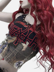 Gothic Print Studs Vest