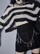 Stripe Hole Short Sweater