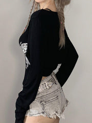 Detachable Irregular Suspenders Long Sleeve T Shirt