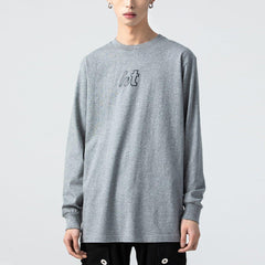 Solid Color Print Sweatshirt