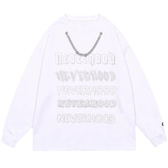 Necklace Letters Print Sweatshirt