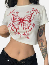 Butterfly Print Short Sleeve T Shirt