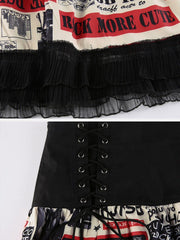 Personalized Print Tie Lace Skirt