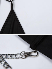 V-Ncek Halter Strap Chain Vest