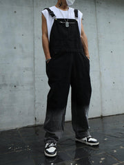 Washed Zip Up Overalls