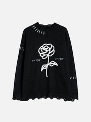 Flower Ripper Hole knit Sweater