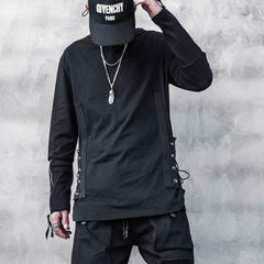 Dark Fake Two Side Bandage Sweatshirt