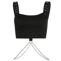 Sexy Punk Chain Crop Sling Vest