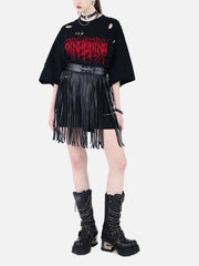 Irregular Hole Thorn Letters Tee