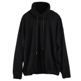 Dark Sherpa High-neck Drawstring Sweatshirt