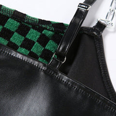 Chain Plaid PU Vest
