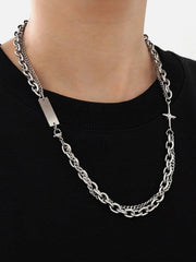 Punk Four-pointed Star Double-layered Necklace