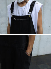Washed Zip Up Overalls