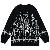 Thorn Fire Flame Cotton Oversized Sweatshirt
