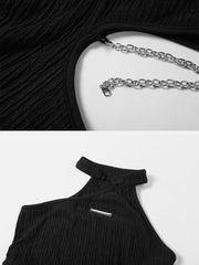 Chain Hollow Halterneck Dress